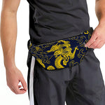 Gold Japanese Dragon Pattern Print Fanny Pack
