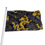 Gold Japanese Dragon Pattern Print Flag