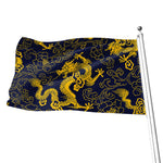 Gold Japanese Dragon Pattern Print Flag