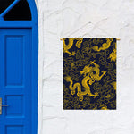 Gold Japanese Dragon Pattern Print Garden Flag