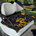 Gold Japanese Dragon Pattern Print Golf Cart Seat Cover