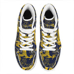 Gold Japanese Dragon Pattern Print High Top Leather Sneakers