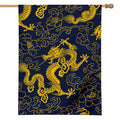 Gold Japanese Dragon Pattern Print House Flag