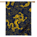 Gold Japanese Dragon Pattern Print House Flag