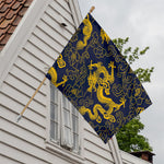 Gold Japanese Dragon Pattern Print House Flag