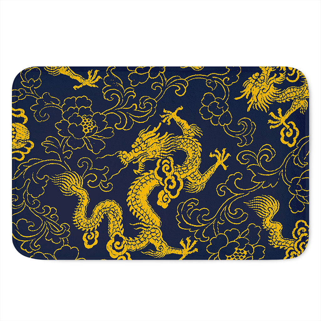 Gold Japanese Dragon Pattern Print Indoor Door Mat