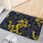 Gold Japanese Dragon Pattern Print Indoor Door Mat