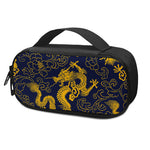 Gold Japanese Dragon Pattern Print Insulin Cooler Travel Case