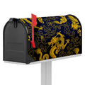 Gold Japanese Dragon Pattern Print Mailbox Cover