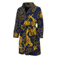 Gold Japanese Dragon Pattern Print Men's Bathrobe