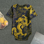 Gold Japanese Dragon Pattern Print Men's Bodysuit