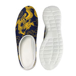 Gold Japanese Dragon Pattern Print Mesh Casual Shoes