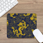 Gold Japanese Dragon Pattern Print Mouse Pad