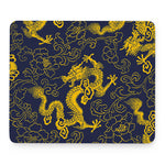 Gold Japanese Dragon Pattern Print Mouse Pad