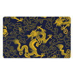 Gold Japanese Dragon Pattern Print Polyester Doormat