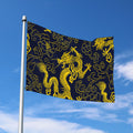 Gold Japanese Dragon Pattern Print Polyester Flag
