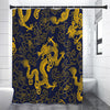 Gold Japanese Dragon Pattern Print Premium Shower Curtain