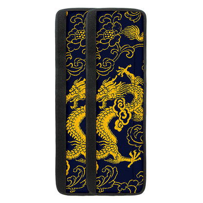 Gold Japanese Dragon Pattern Print Refrigerator Handle Covers