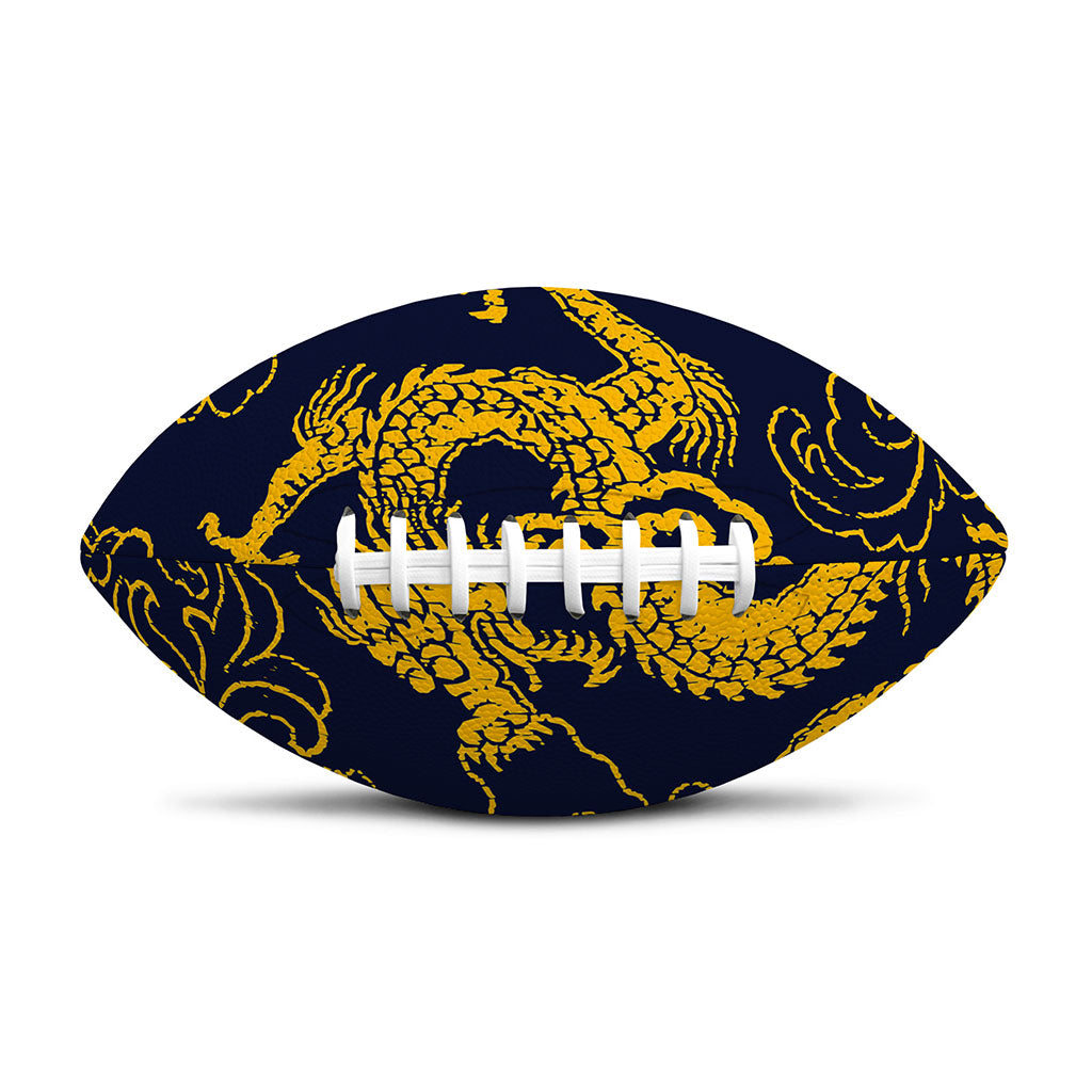 Gold Japanese Dragon Pattern Print Rugby Ball