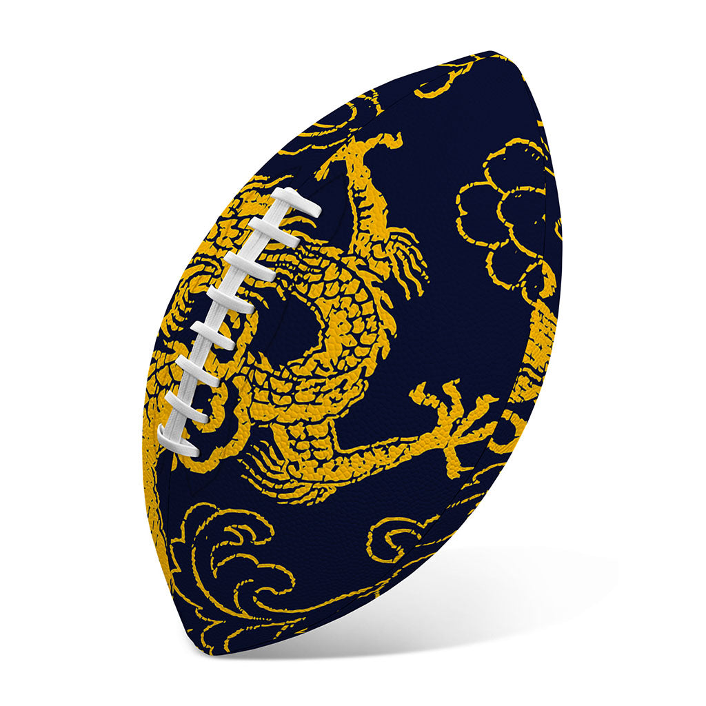 Gold Japanese Dragon Pattern Print Rugby Ball