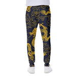 Gold Japanese Dragon Pattern Print Scuba Joggers