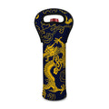 Gold Japanese Dragon Pattern Print Single Neoprene Wine Tote