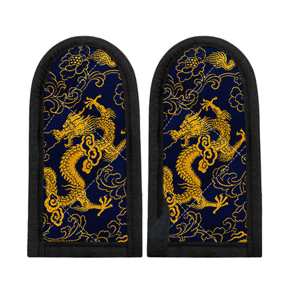 Gold Japanese Dragon Pattern Print Skillet Handle Cover