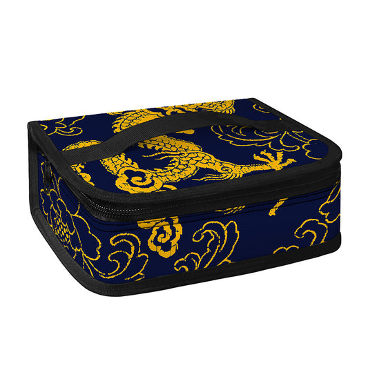 Gold Japanese Dragon Pattern Print Small Lunch Bag