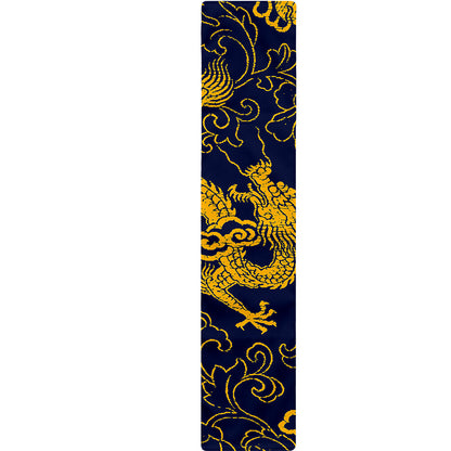 Gold Japanese Dragon Pattern Print Table Runner
