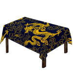 Gold Japanese Dragon Pattern Print Tablecloth