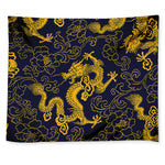 Gold Japanese Dragon Pattern Print Tapestry