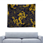 Gold Japanese Dragon Pattern Print Tapestry