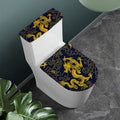 Gold Japanese Dragon Pattern Print Toilet Lid And Tank Cover Set