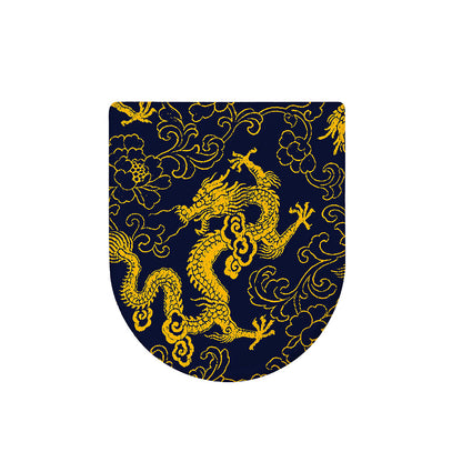 Gold Japanese Dragon Pattern Print Toilet Lid Cover