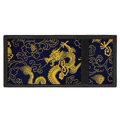 Gold Japanese Dragon Pattern Print Trifold Wallet