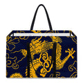 Gold Japanese Dragon Pattern Print Utility Tote Bag