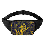 Gold Japanese Dragon Pattern Print Waist Bag