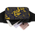 Gold Japanese Dragon Pattern Print Waist Bag
