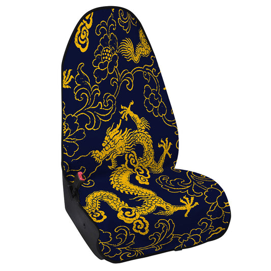 Gold Japanese Dragon Pattern Print Waterproof Car Seat Cover