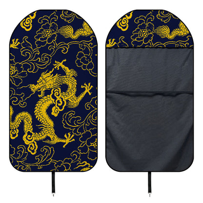 Gold Japanese Dragon Pattern Print Waterproof Car Seat Cover
