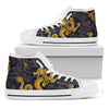 Gold Japanese Dragon Pattern Print White High Top Sneakers