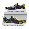 Gold Japanese Dragon Pattern Print White Running Shoes