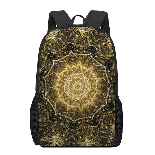 Gold Kaleidoscope Print 17 Inch Backpack