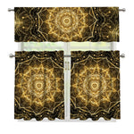 Gold Kaleidoscope Print 3 Piece Kitchen Curtains