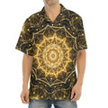 Gold Kaleidoscope Print Aloha Shirt