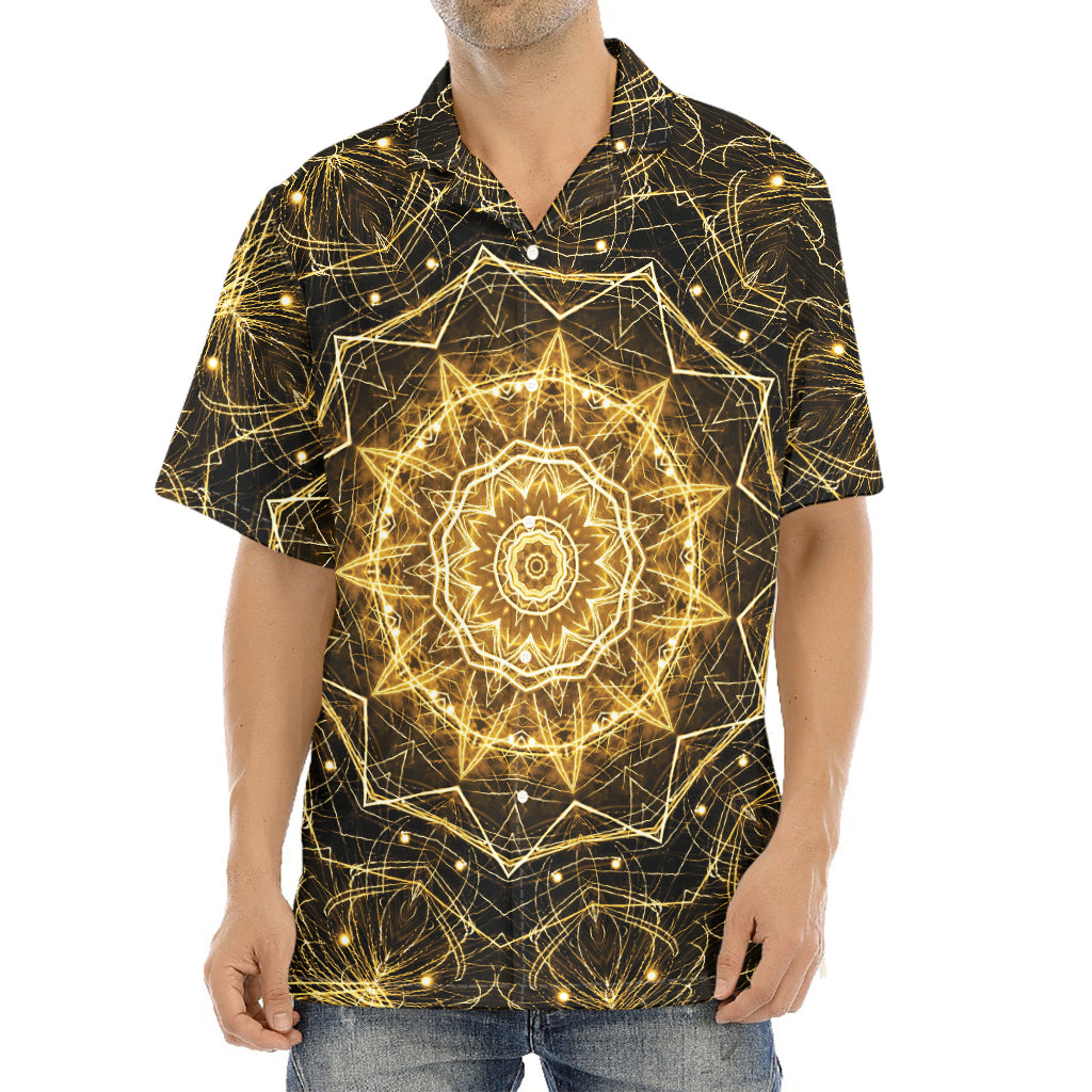 Gold Kaleidoscope Print Aloha Shirt