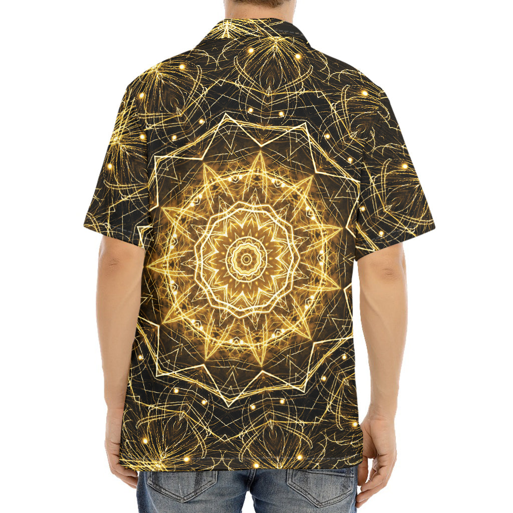 Gold Kaleidoscope Print Aloha Shirt