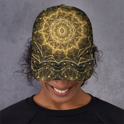 Gold Kaleidoscope Print Baseball Cap