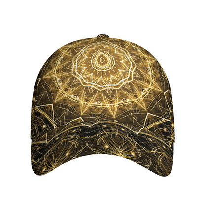 Gold Kaleidoscope Print Baseball Cap