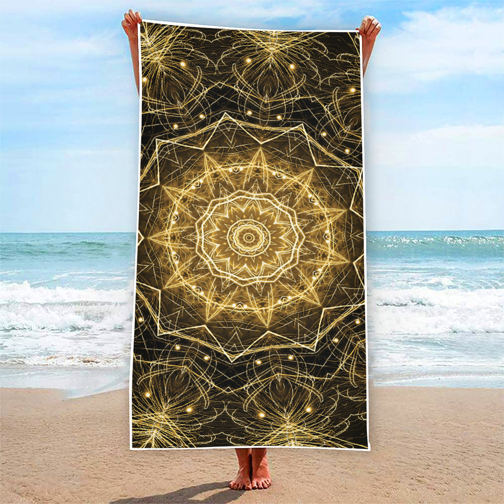 Gold Kaleidoscope Print Beach Towel
